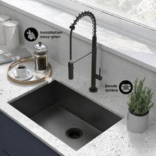 Tourner 66 × 45,7 cm acier inoxydable, simple Basin, Undermount évier de cuisine, noir