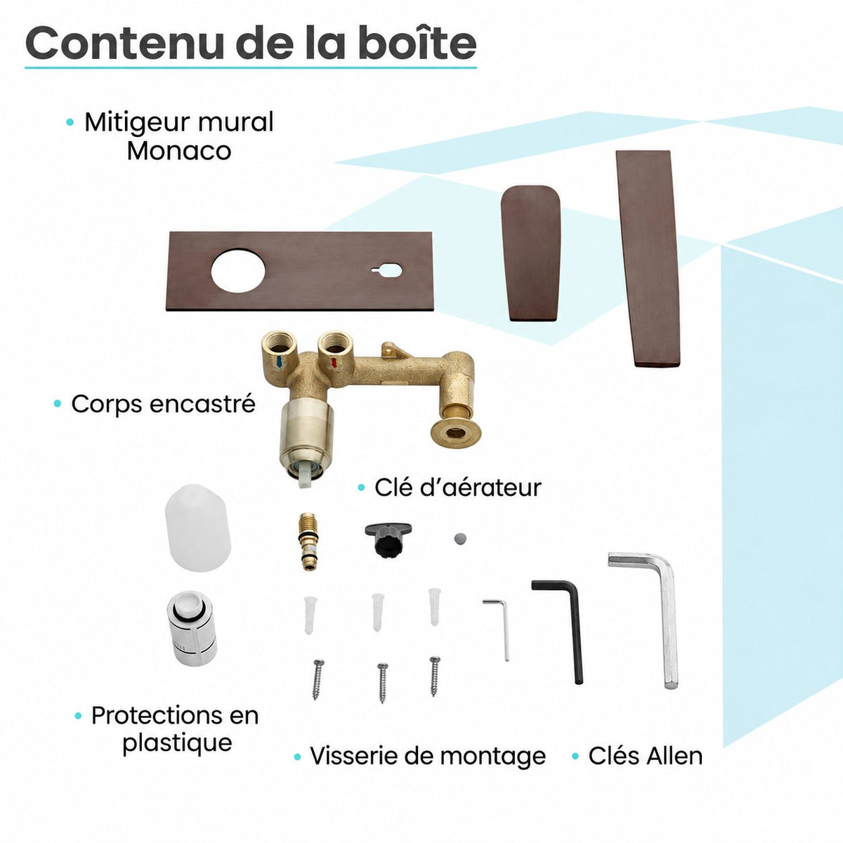 Monaco monocommande, mural, mitigeur de lavabo – finition Oil Rubbed Bronze