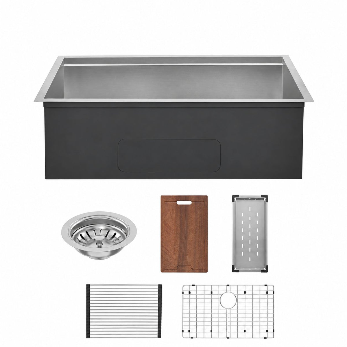 Tourner 81,3 cm 18 Gauge acier inoxydable Undermount évier de cuisine – finition noir mat