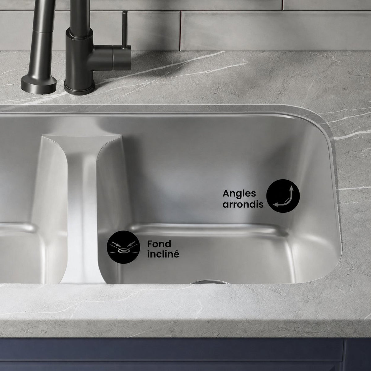 Toulouse 73,7 × 45,7 cm acier inoxydable, Dual Basin, Undermount évier de cuisine