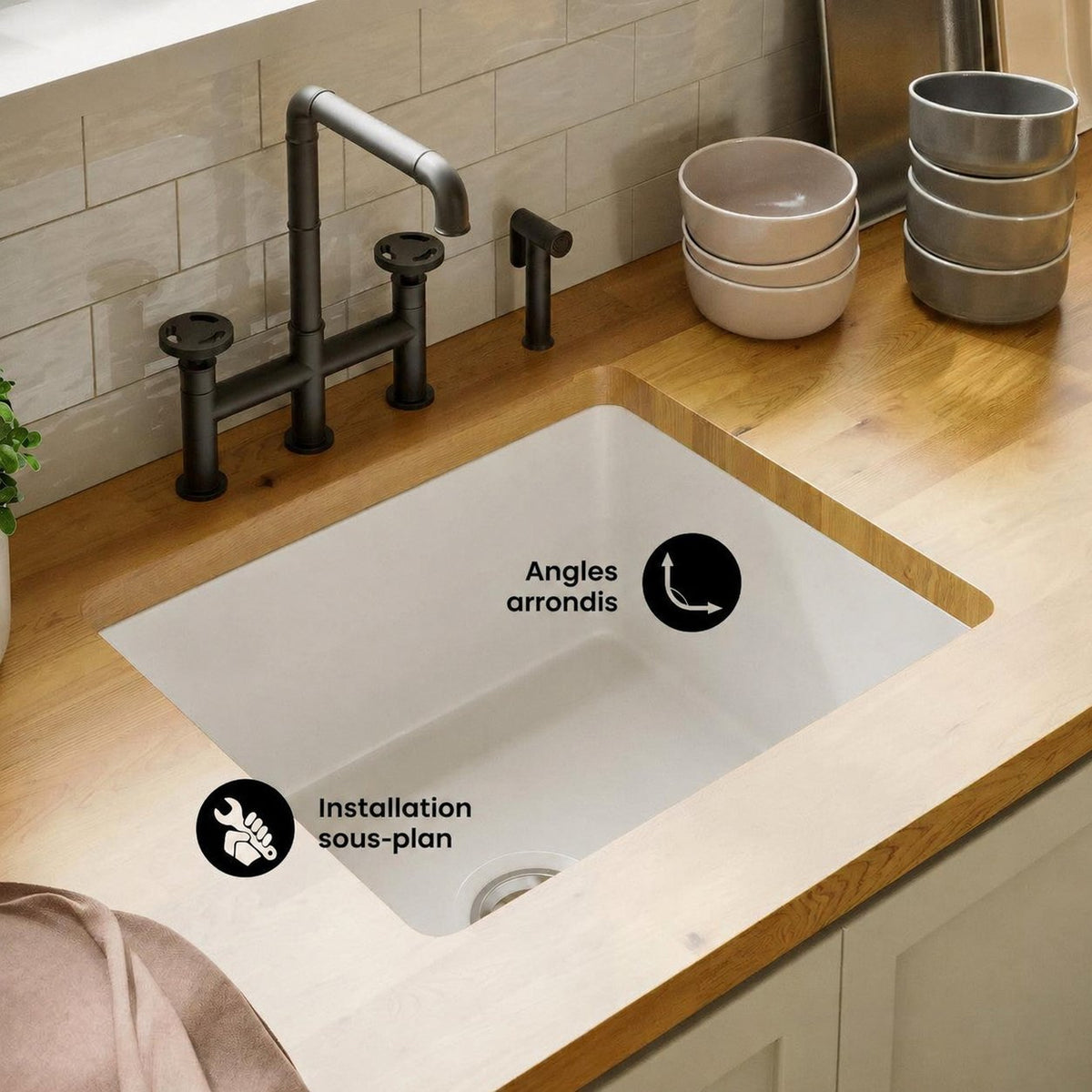 Rochelle 61 × 45,7 cm ceramic simple basin, drop-in/undermount kitchen vasque