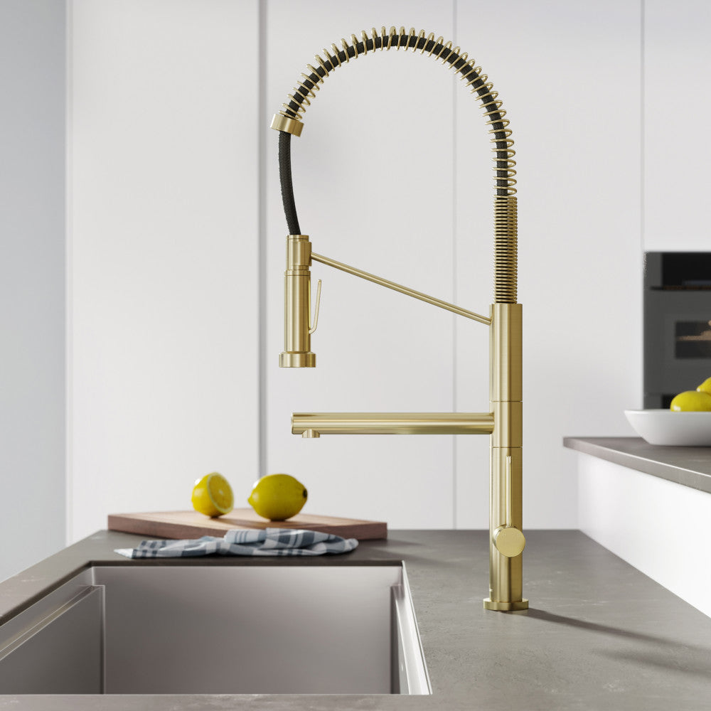 Nouvet Poignée unique, Pull-Down mitigeur de cuisine avec Pot Filler – finition or brossé