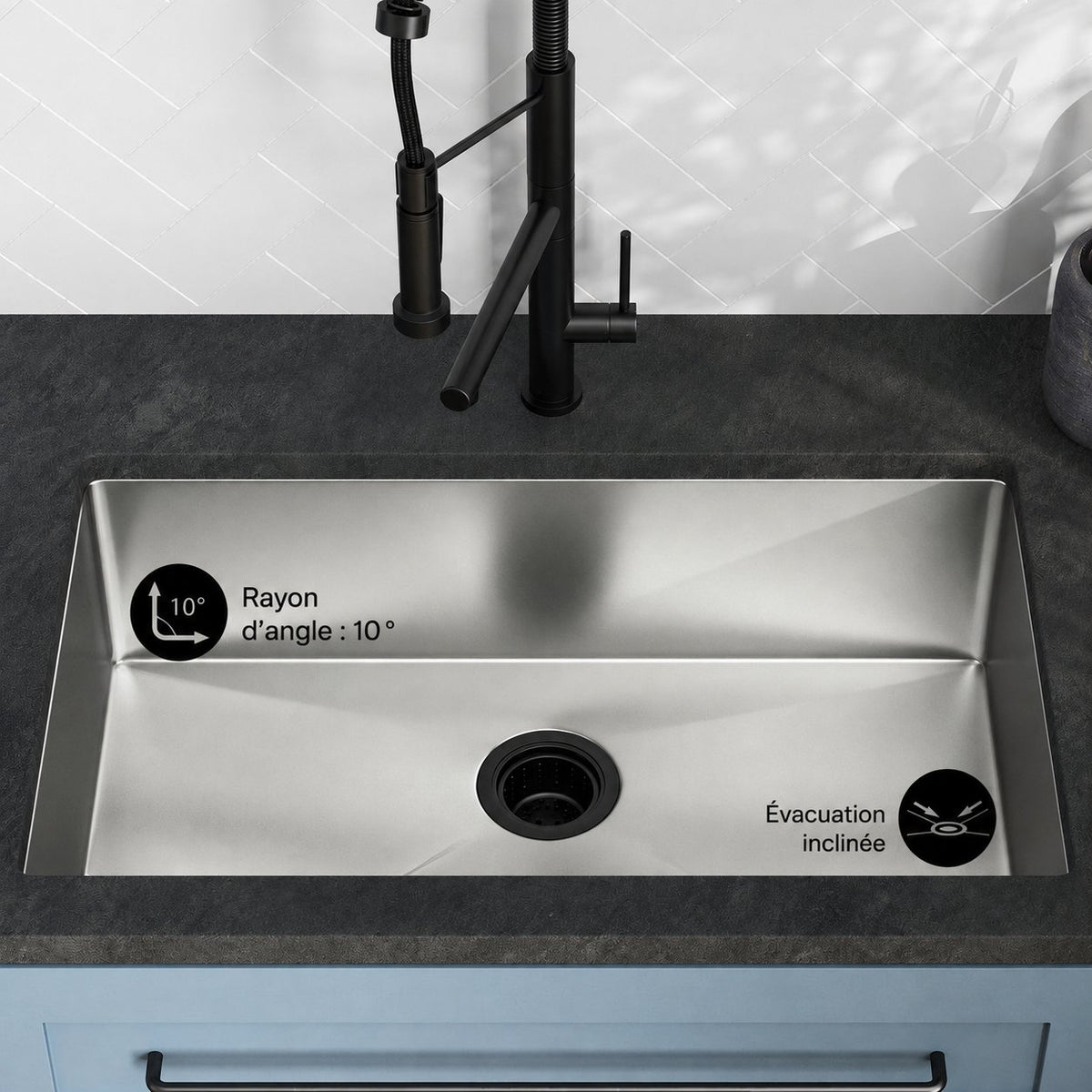 Rivage 76,2 × 45,7 cm acier inoxydable, simple Basin, Undermount évier de cuisine