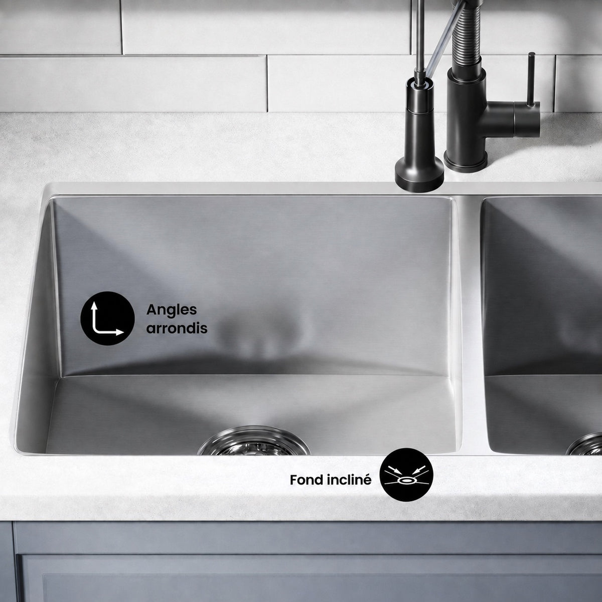 Rivage 83,8 × 50,8 cm acier inoxydable, Dual Basin, Undermount évier de cuisine
