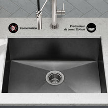 Tourner 68,6 × 48,3 cm acier inoxydable, simple Basin, Undermount évier de cuisine – finition noir