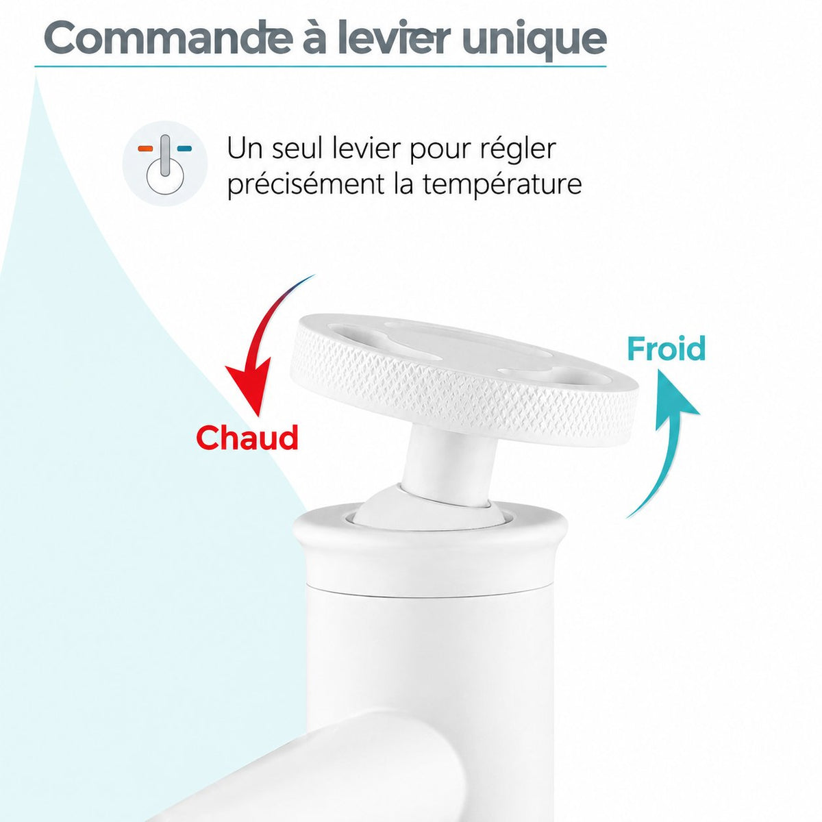 Avallon monotrou, monocommande Wheel, mitigeur de lavabo – finition blanc mat