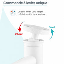 Avallon monotrou, monocommande Wheel, mitigeur de lavabo – finition blanc mat