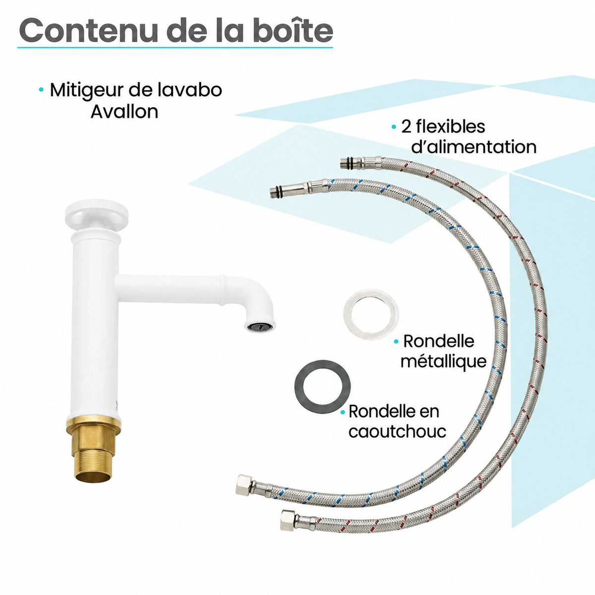 Avallon monotrou, monocommande Wheel, mitigeur de lavabo – finition blanc mat