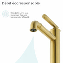 Avallon monotrou, monocommande Sleek, High Arc mitigeur de lavabo – finition or brossé