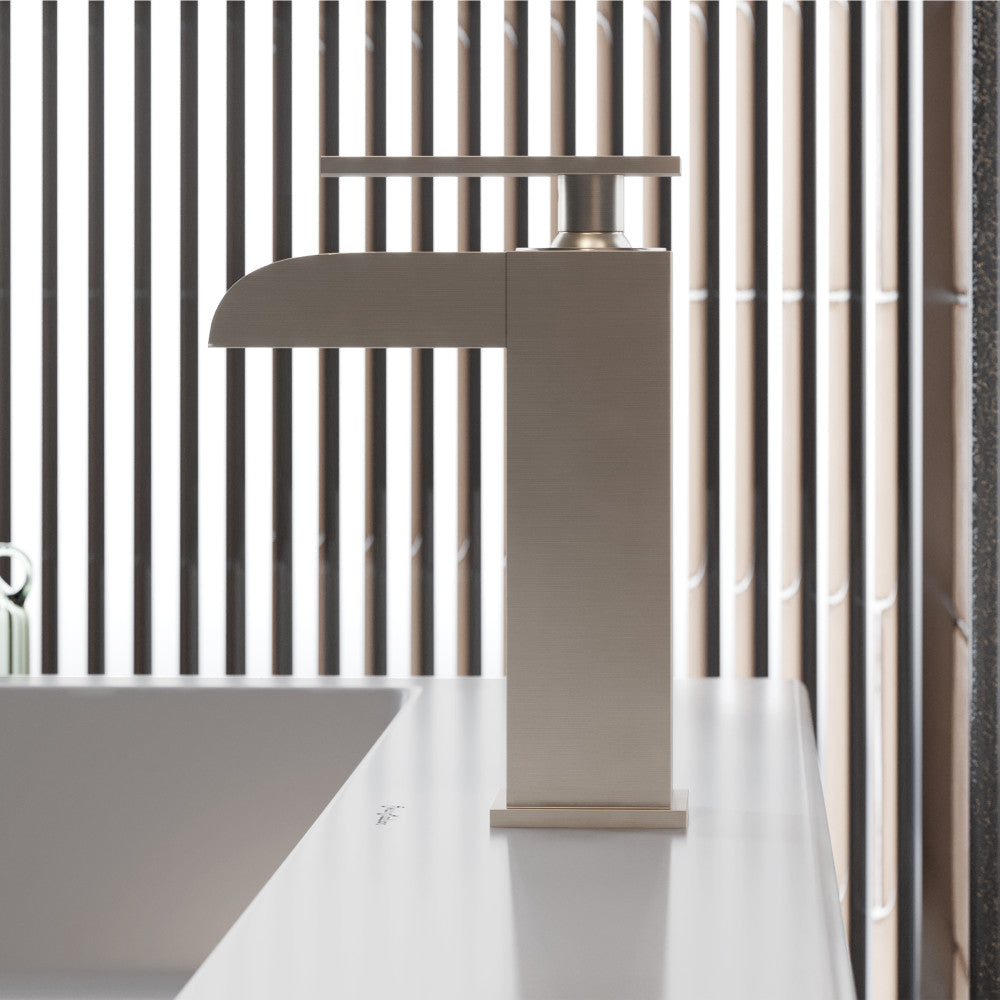 Concorde monotrou, monocommande, Waterfall mitigeur de lavabo – finition nickel brossé