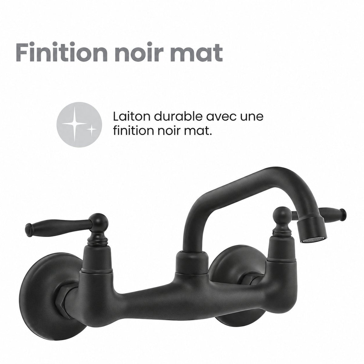 Loire mural robinet – finition noir mat