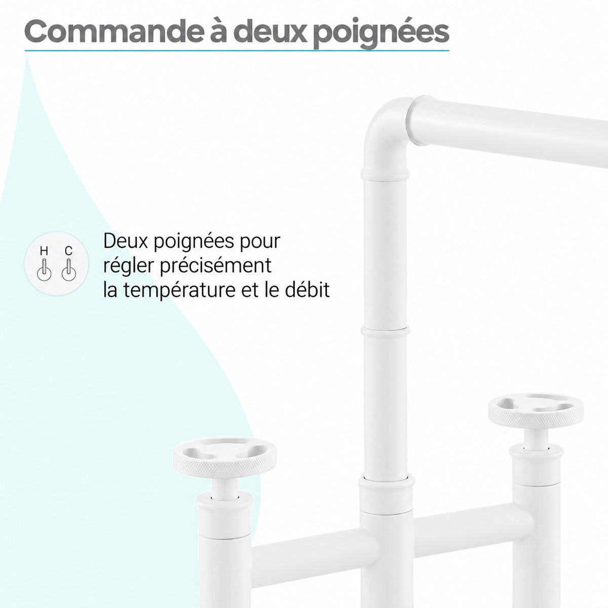 Avallon Pro Widespread mitigeur de cuisine avec Side Sprayer – finition blanc mat