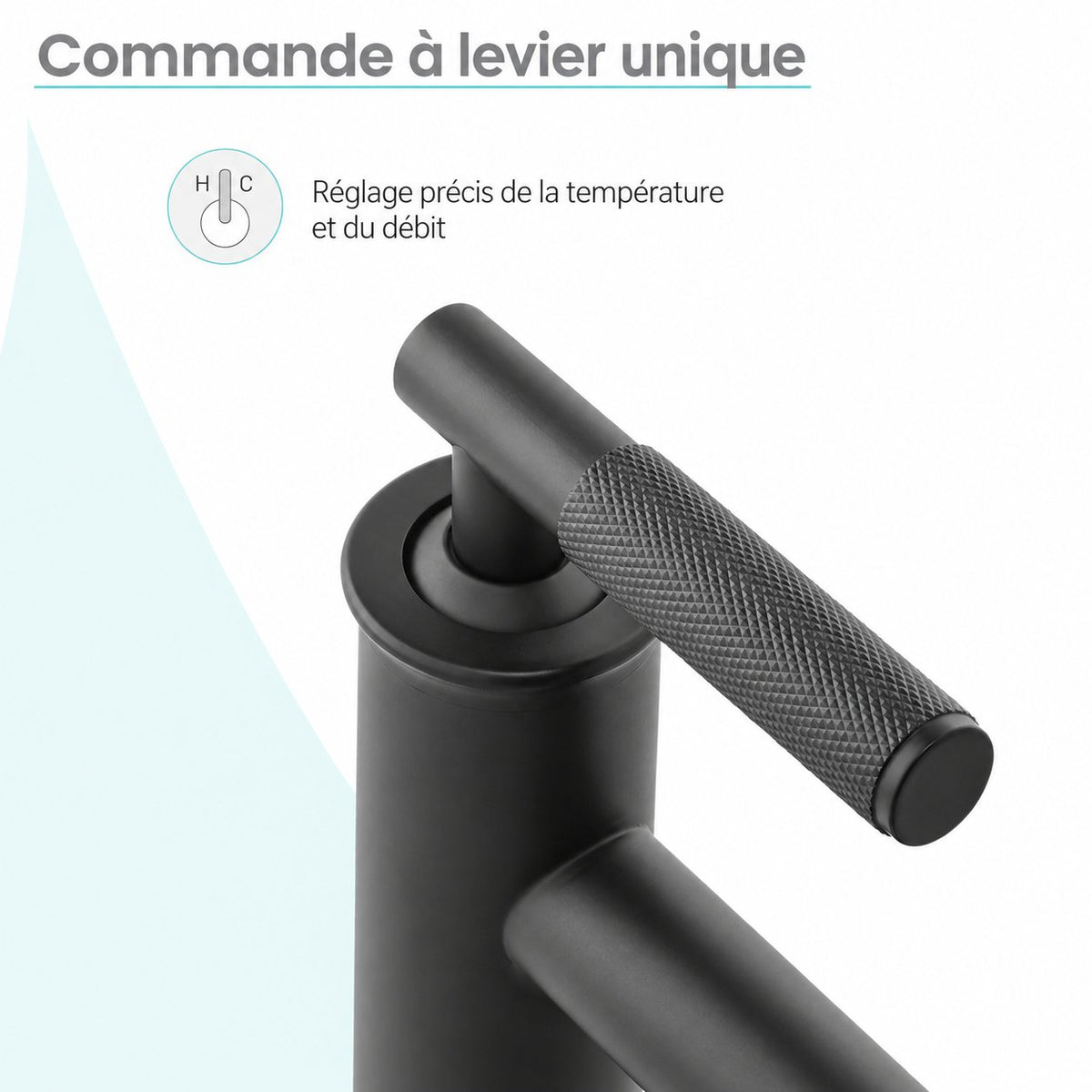 Avallon monotrou, monocommande Sleek, mitigeur de lavabo – finition noir mat