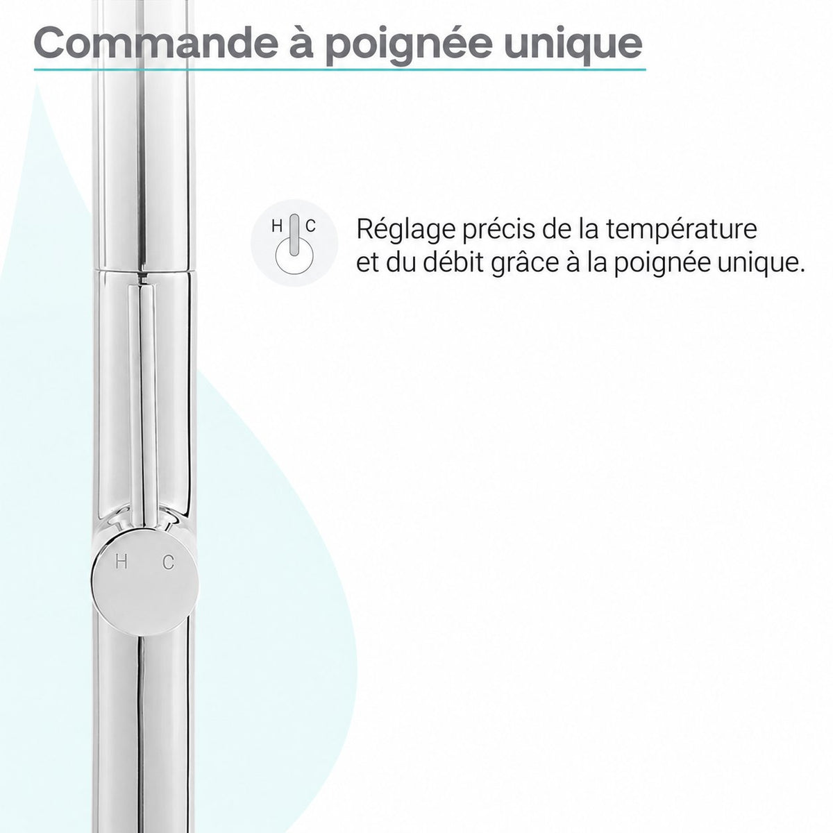 Chalet Poignée unique, Pull-Down mitigeur de cuisine – finition Chrome