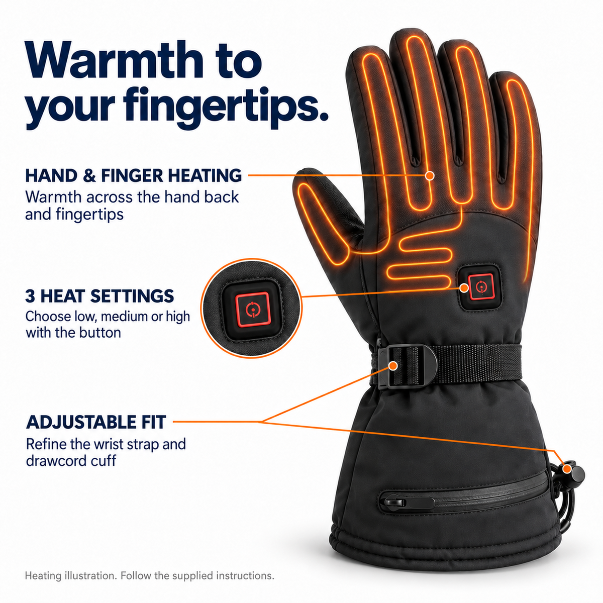 Coldway Rechargeable Heated Gloves – 3 Heat Settings