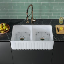 Delice 83,8 cm double Basin Fireclay Farmhouse évier de cuisine – finition blanc brillant
