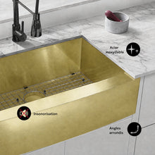 Rivage 76,2 × 53,3 cm acier inoxydable, simple Basin, Farmhouse évier de cuisine avec Apron – finition or