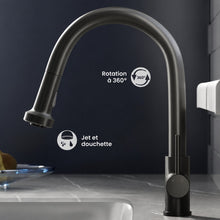 Nouvet Poignée unique, Pull-Down mitigeur de cuisine – finition noir mat