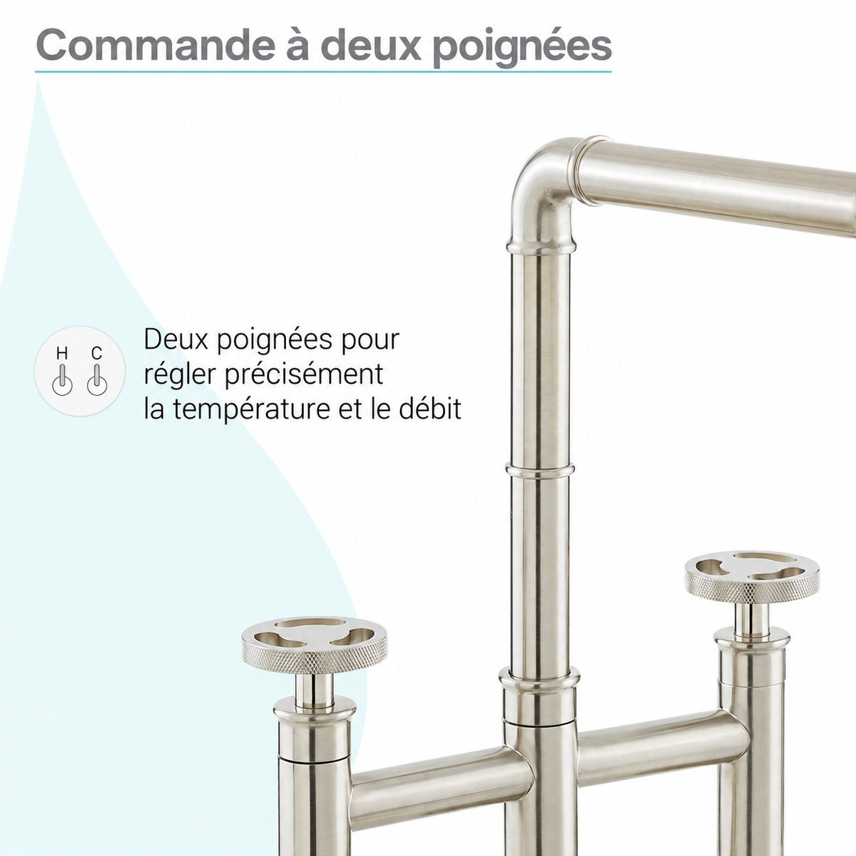 Avallon Pro Widespread mitigeur de cuisine avec Side Sprayer – finition nickel brossé