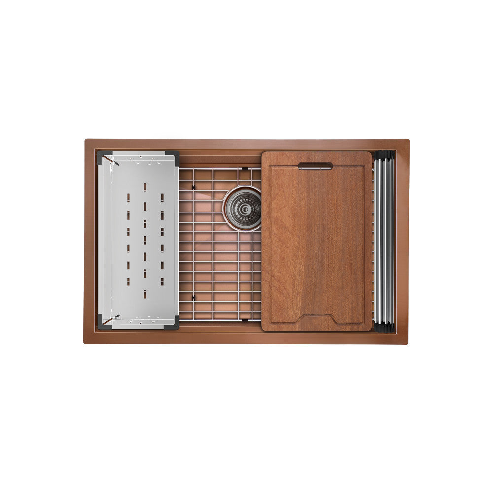 Tourner 76,2 × 48,3 cm acier inoxydable, simple Basin, Undermount Kitchen Workstation vasque – finition Rose or
