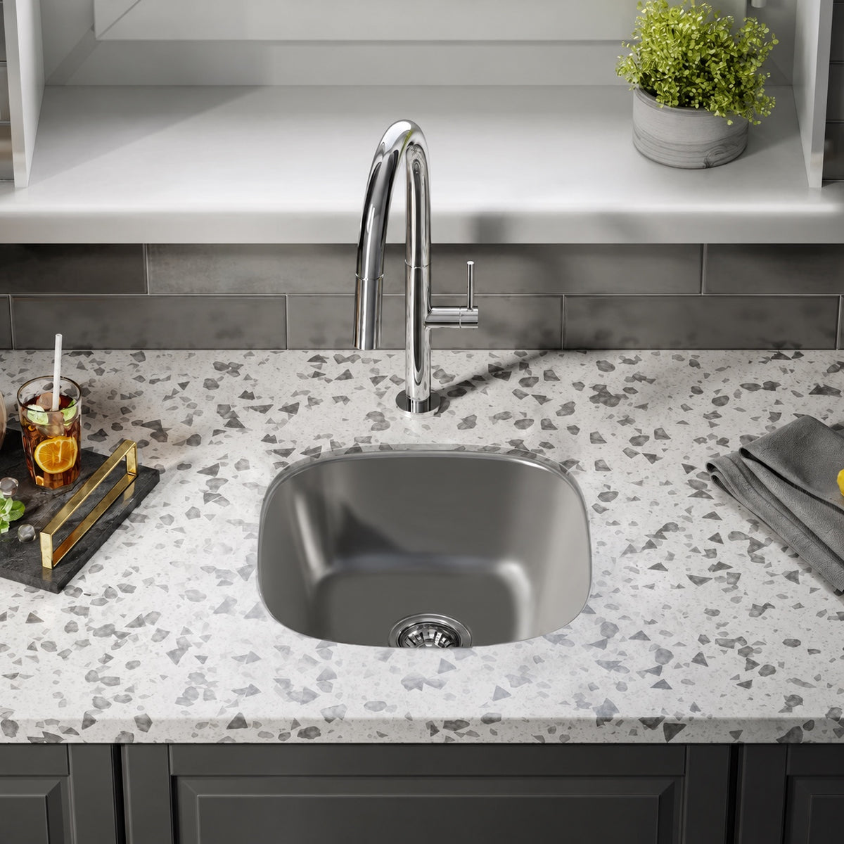 Toulouse 40,6 × 40,6 cm acier inoxydable, simple Basin, Undermount évier de cuisine