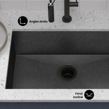 Tourner 66 × 45,7 cm acier inoxydable, simple Basin, Undermount évier de cuisine, noir
