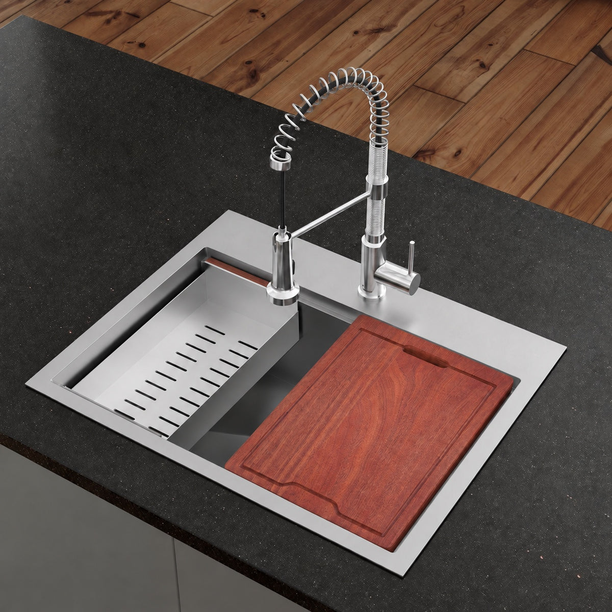 Ravi simple Basin 76,2 × 55,9 cm Topmount Kitchen Workstation vasque