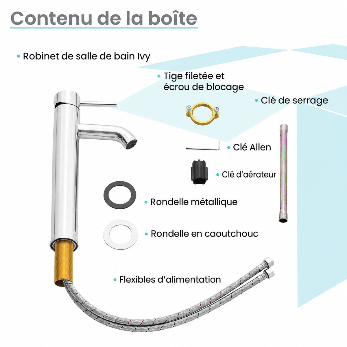 Ivy monotrou, monocommande, High Arc mitigeur de lavabo – finition Chrome