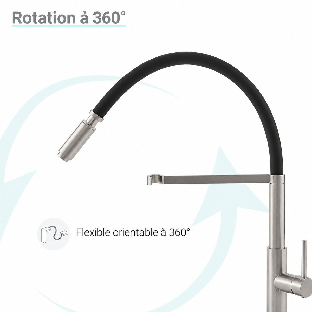 Troyes Poignée unique, Pull-Down mitigeur de cuisine – finition nickel brossé
