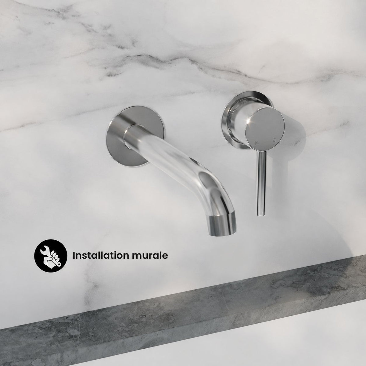 Ivy monocommande mural mitigeur de lavabo – finition chrome poli