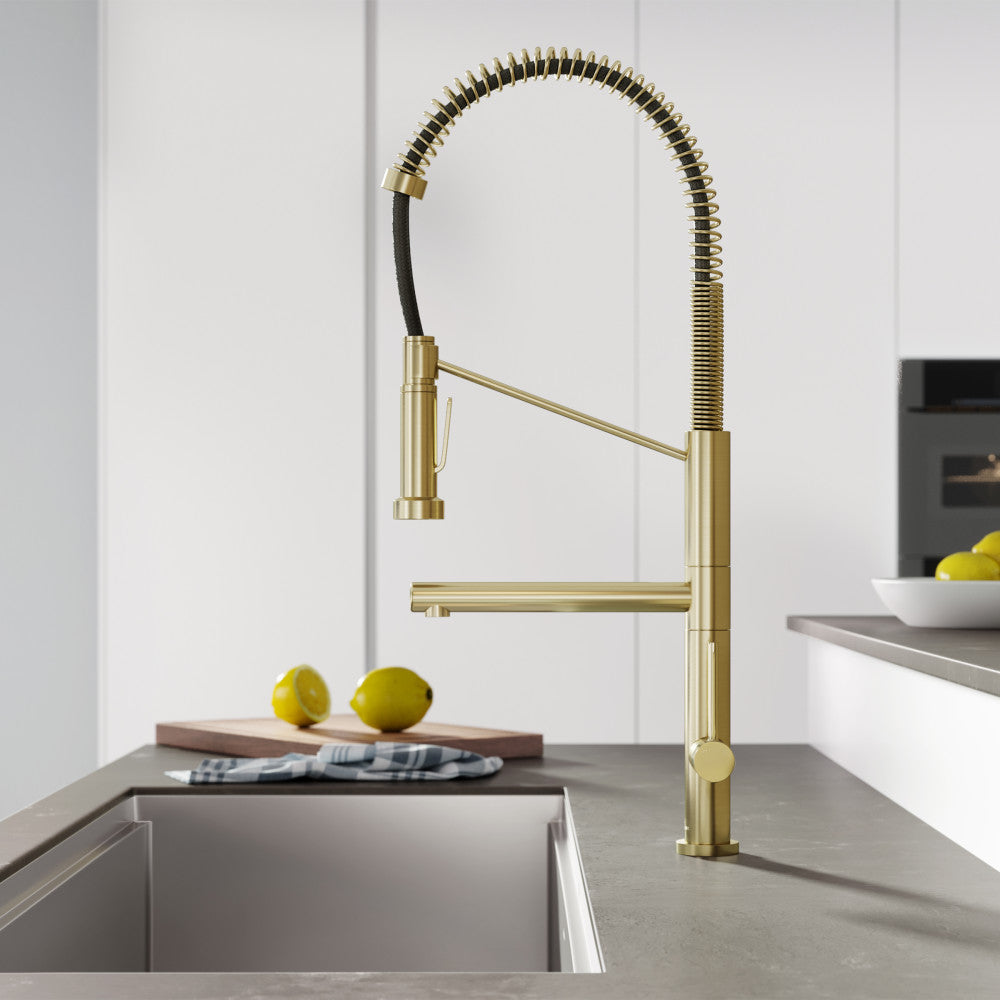 Nouvet Poignée unique, Pull-Down mitigeur de cuisine avec Pot Filler – finition or brossé