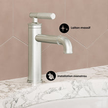 Avallon monotrou, monocommande Sleek, mitigeur de lavabo – finition nickel brossé