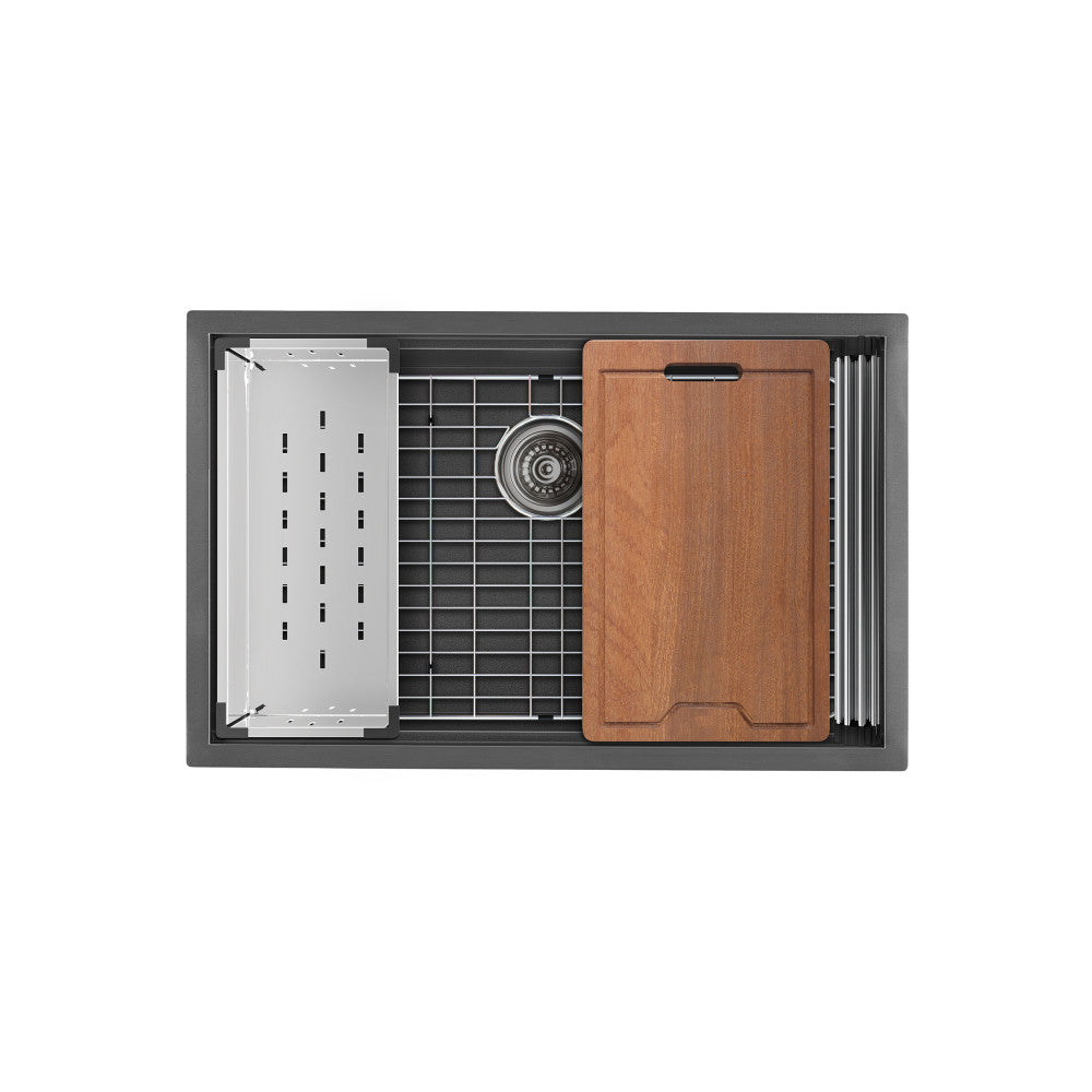 Tourner 76,2 × 48,3 cm acier inoxydable, simple Basin, Undermount Kitchen Workstation vasque – finition noir