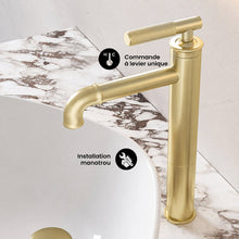 Avallon monotrou, monocommande Sleek, High Arc mitigeur de lavabo – finition or brossé