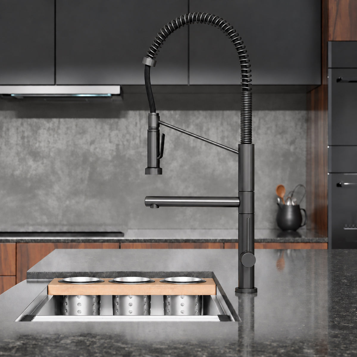 Nouvet Poignée unique, Pull-Down mitigeur de cuisine avec Pot Filler – finition Gunmetal gris