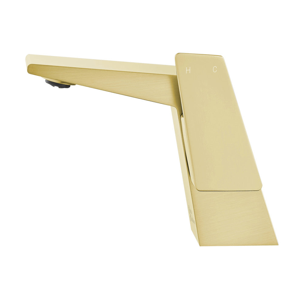 Carre monotrou, monocommande, mitigeur de lavabo – finition or brossé