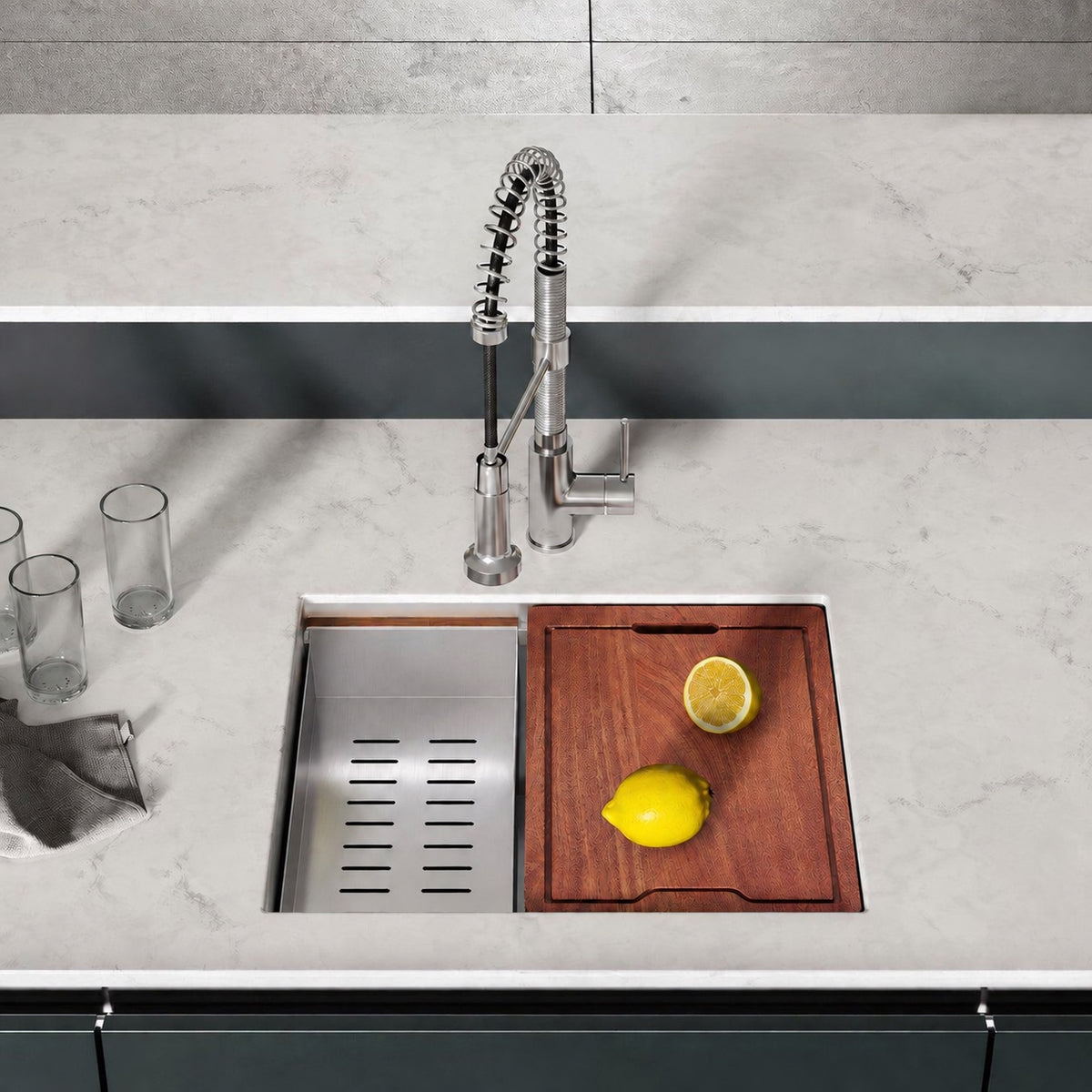 Rivage 55,9 × 48,3 cm simple Basin Undermount Kitchen Workstation vasque