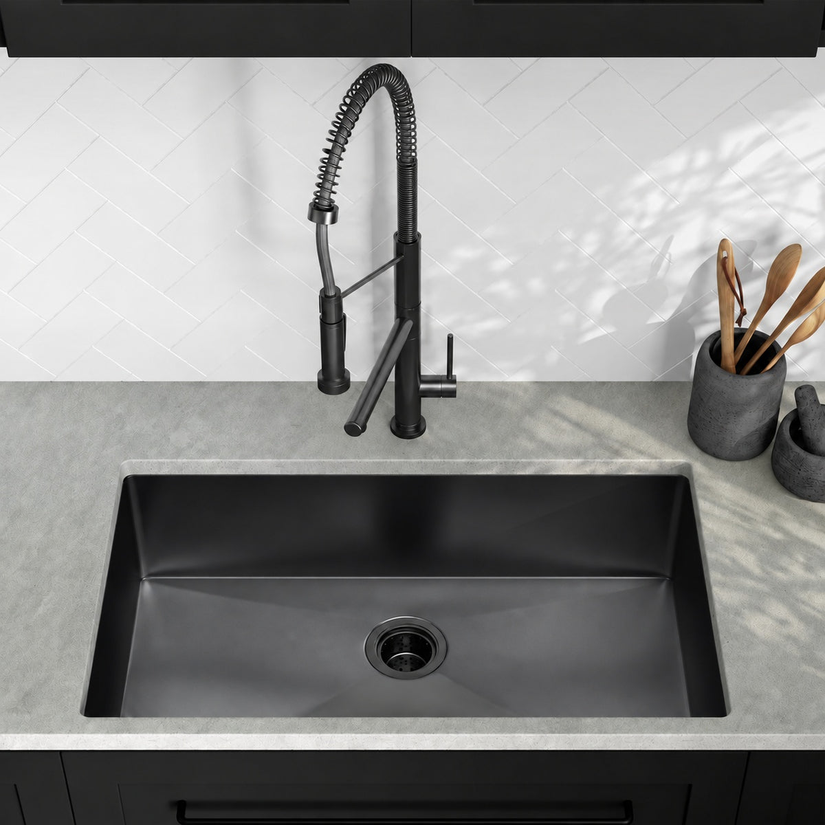 Rivage 81,3 × 48,3 cm acier inoxydable, simple Basin, Undermount évier de cuisine, noir