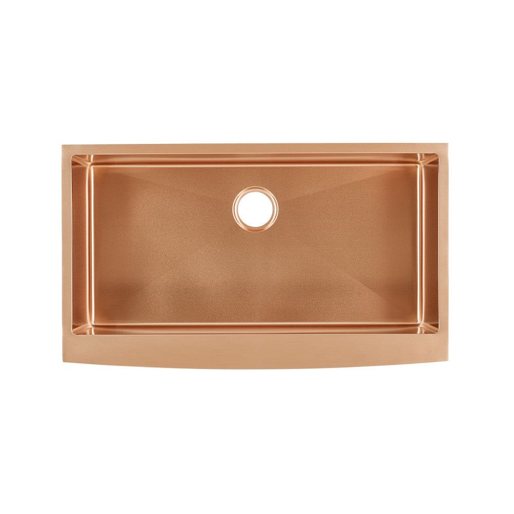 Rivage 91,4 × 53,3 cm acier inoxydable, simple Basin, Farmhouse évier de cuisine avec Apron – finition Rose or