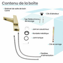Carre monotrou, monocommande, mitigeur de lavabo – finition or brossé