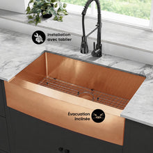 Rivage 91,4 × 53,3 cm acier inoxydable, simple Basin, Farmhouse évier de cuisine avec Apron – finition Rose or