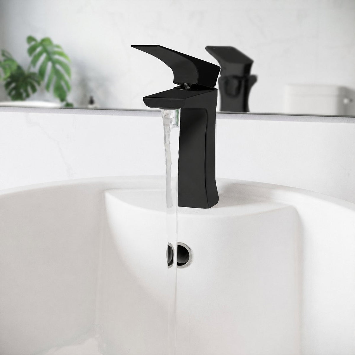 Monaco monotrou, monocommande, mitigeur de lavabo – finition noir mat