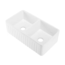 Delice 83,8 cm double Basin Fireclay Farmhouse évier de cuisine – finition blanc brillant