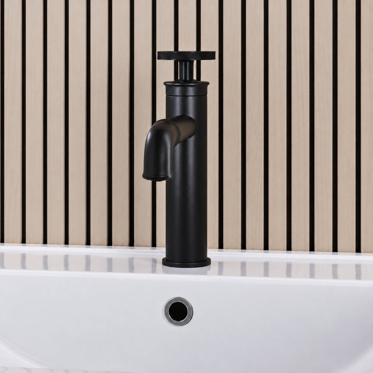 Avallon monotrou, monocommande Wheel, mitigeur de lavabo – finition noir mat