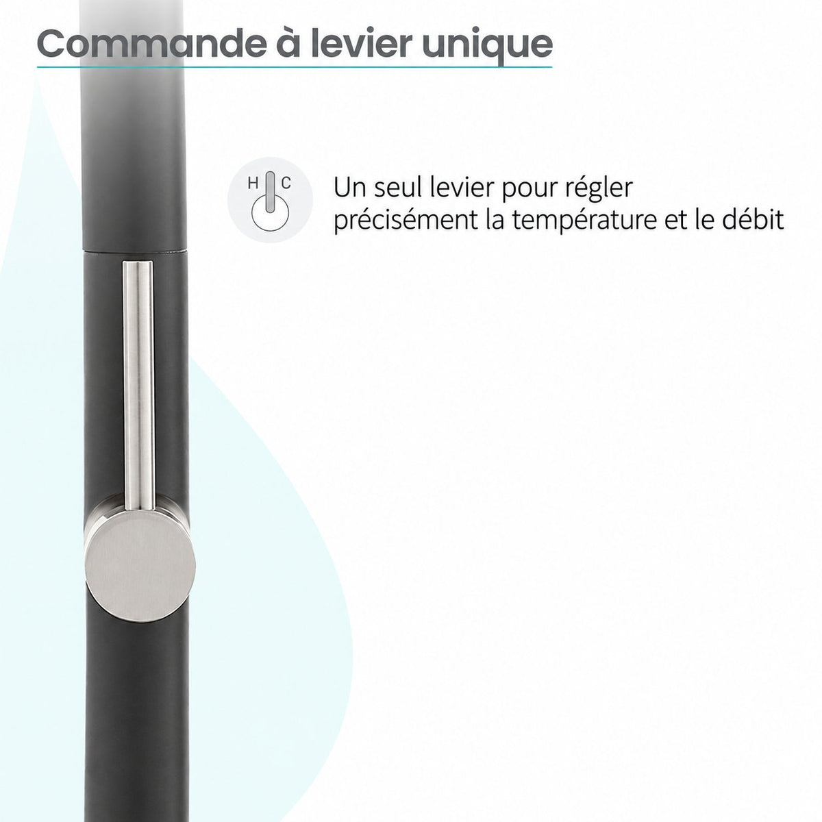 Chalet Poignée unique, Pull-Down mitigeur de cuisine – finition nickel brossé et noir