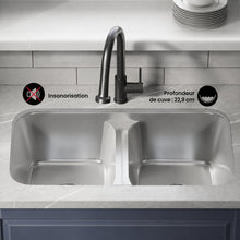 Toulouse 73,7 × 45,7 cm acier inoxydable, Dual Basin, Undermount évier de cuisine