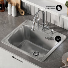 Ouvert 63,5 × 55,9 cm acier inoxydable, simple Basin, Top Mount évier de cuisine