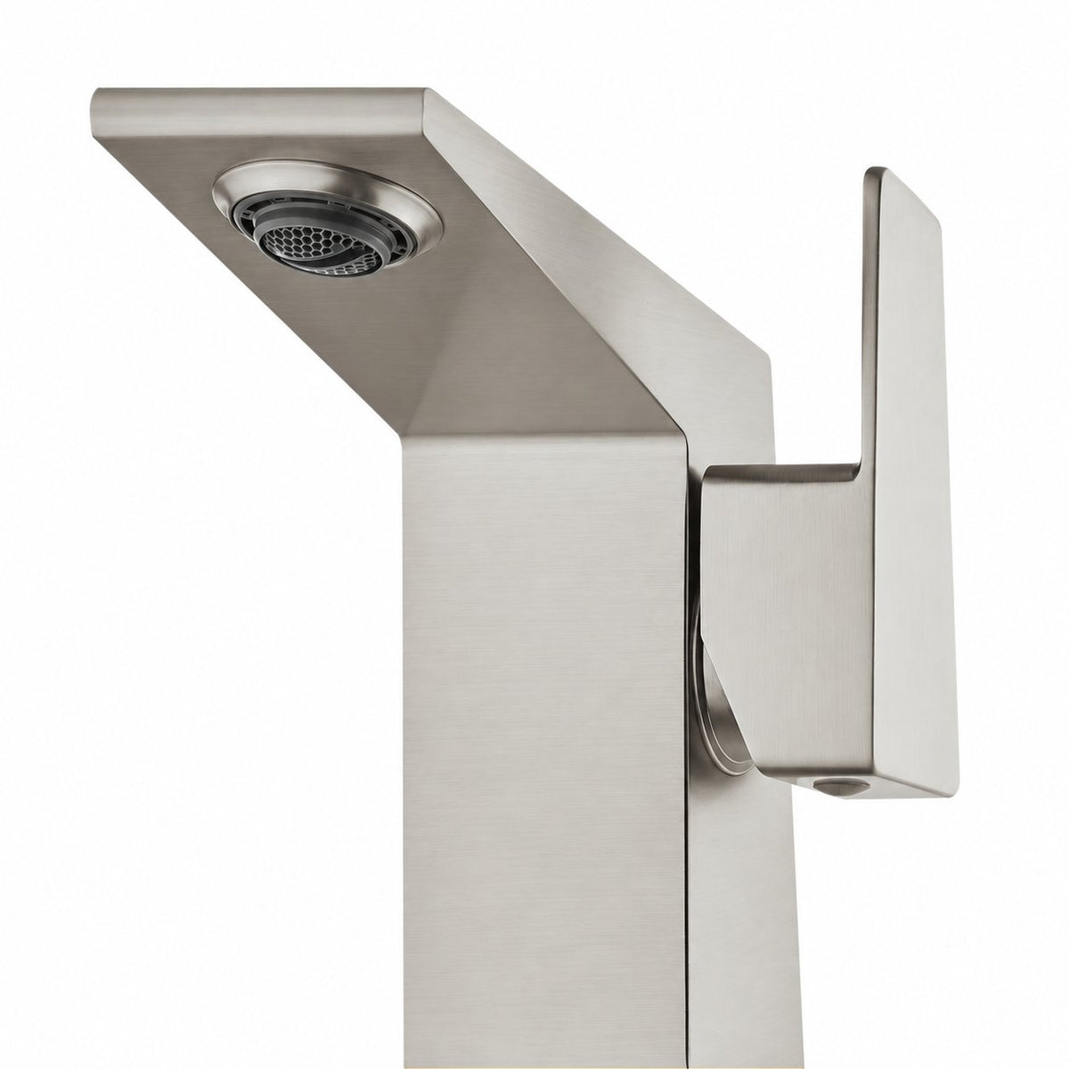 Carre monotrou, monocommande, mitigeur de lavabo – finition nickel brossé