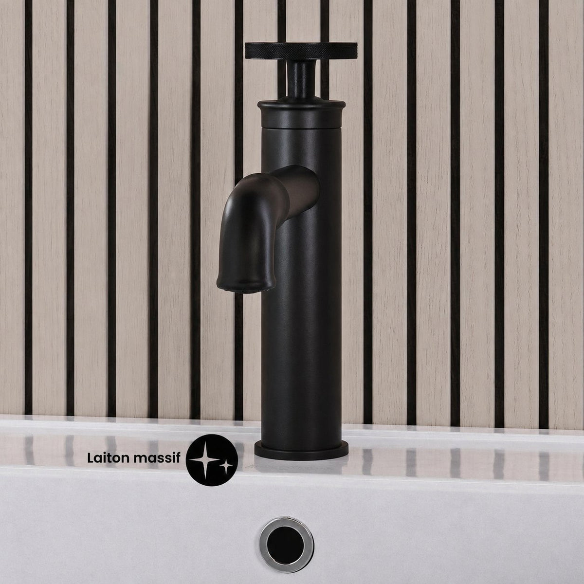 Avallon monotrou, monocommande Wheel, mitigeur de lavabo – finition noir mat