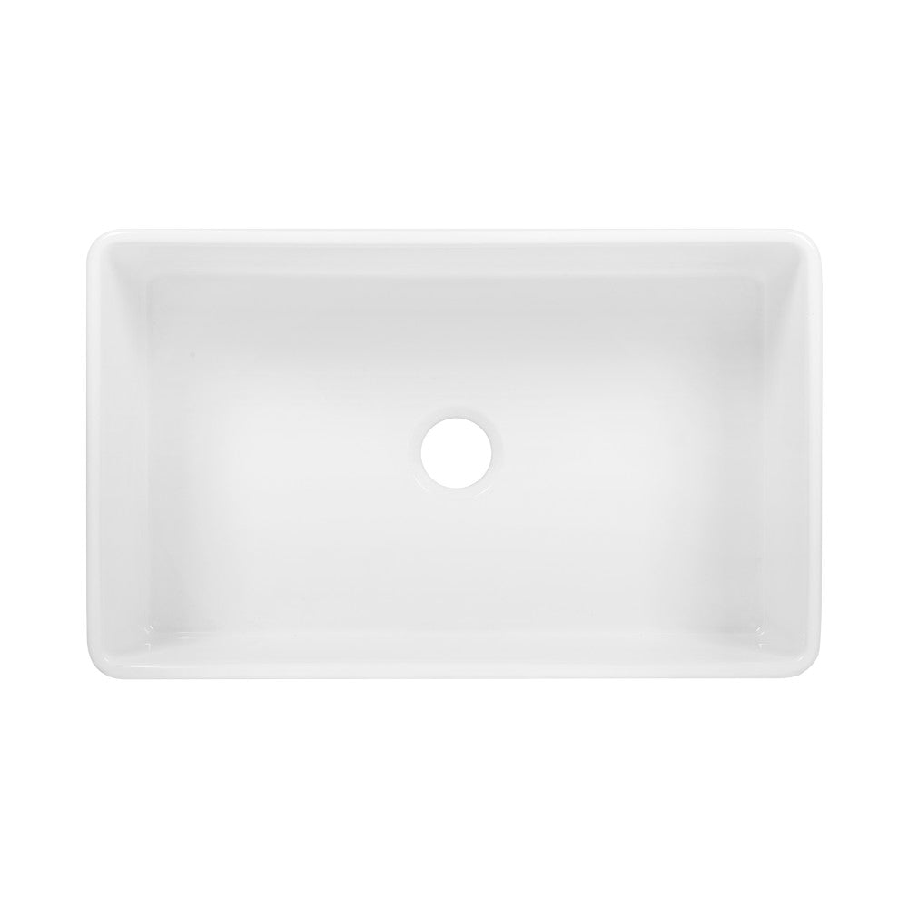 Elegance 83,8 cm simple Basin Fireclay Farmhouse évier de cuisine – finition blanc brillant